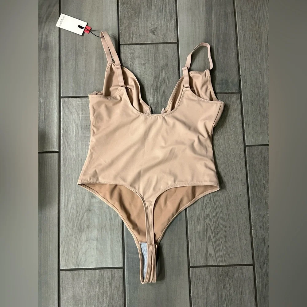 Popilush Shapewear Deep V-Neck Low Back Sculpting Thong Bodysuit